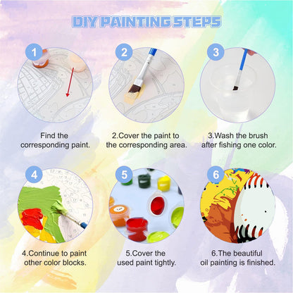bleihum 4 Pack Paint by Numbers Kit for Kids with Frame Wooden Easel, Easy Paint by Number Kids Sports, DIY Acrylic Oil Football Painting by Numbers for Home Wall Decor 8x8 Inch
