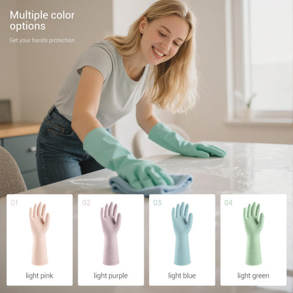 ThxToms 4 Pairs Reusable Rubber Gloves, 13" Natural Latex, 10mil Thick Heavy Duty Dishwashing & Cleaning Gloves, Non-Slip Grip, Multi-Color, Ideal for Kitchen, Bathroom, Car, & Garden Cleaning, Medium