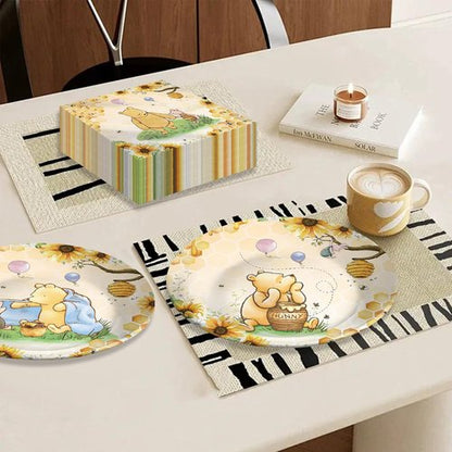 150pcs Baby Shower Decorations Boys Classic Bear Plates Napkins Boy Paper Disposable Dessert Plates Tableware Set for Newborn Kids Birthday Party Decorations Serves 50 Guests (Yellow)