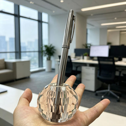 Jeejunye Crystal Pen Holder, 2.36 Inch Single Hole Pen Stand, Light Refracting Desktop Organizer for Fountain Pen, Makeup Brush, Wedding Guest Book, Home Office Desk Decor