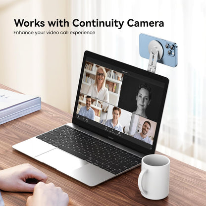 Magnetic Phone Holder for Laptop for MagSafe for iPhone 17/16/15/14/13/12 & All Phones, 180°Adjustable Phone Side Mount for Computer Monitor for Tesla, Desktop Cell Phone Bracket, Gray