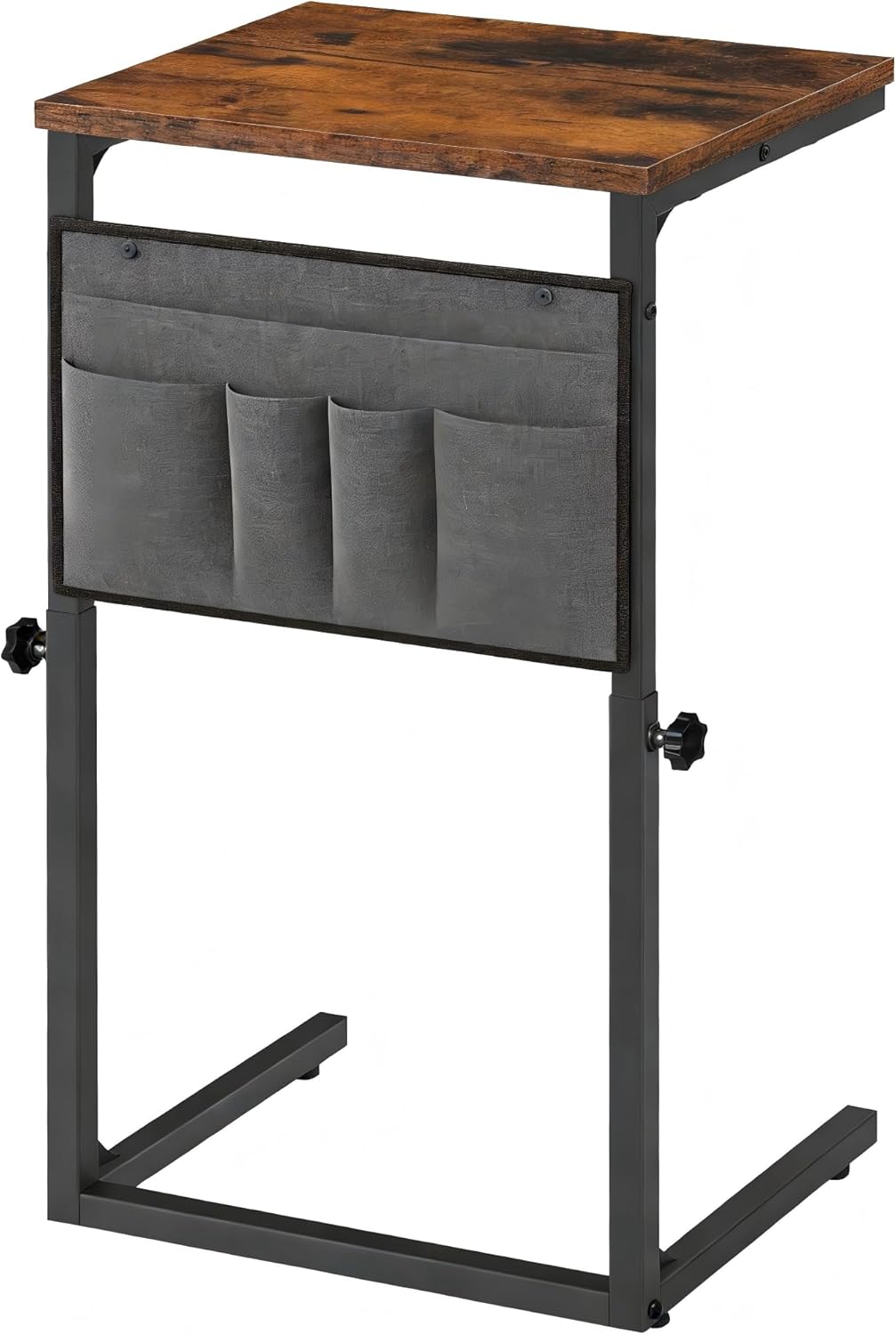 BF77SF01 HOOBRO C Shaped End Table, Adjustable Height Side Table for Sofa, Couch Side Table for Small Spaces, Slide