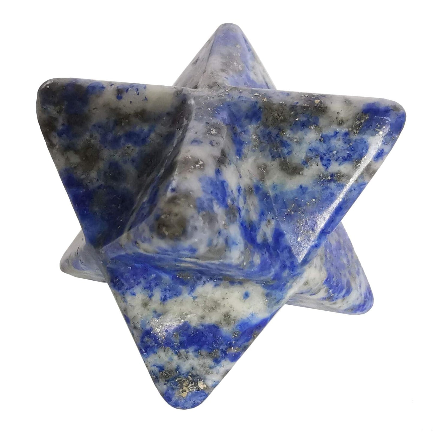 Loveliome Merkaba Star Crystal 1 Inch - Natural Gemstone Sacred Geometry, Hand Carved Six-Pointed Star Spiritual Gift for Meditation,Natural Lapis Lazuli