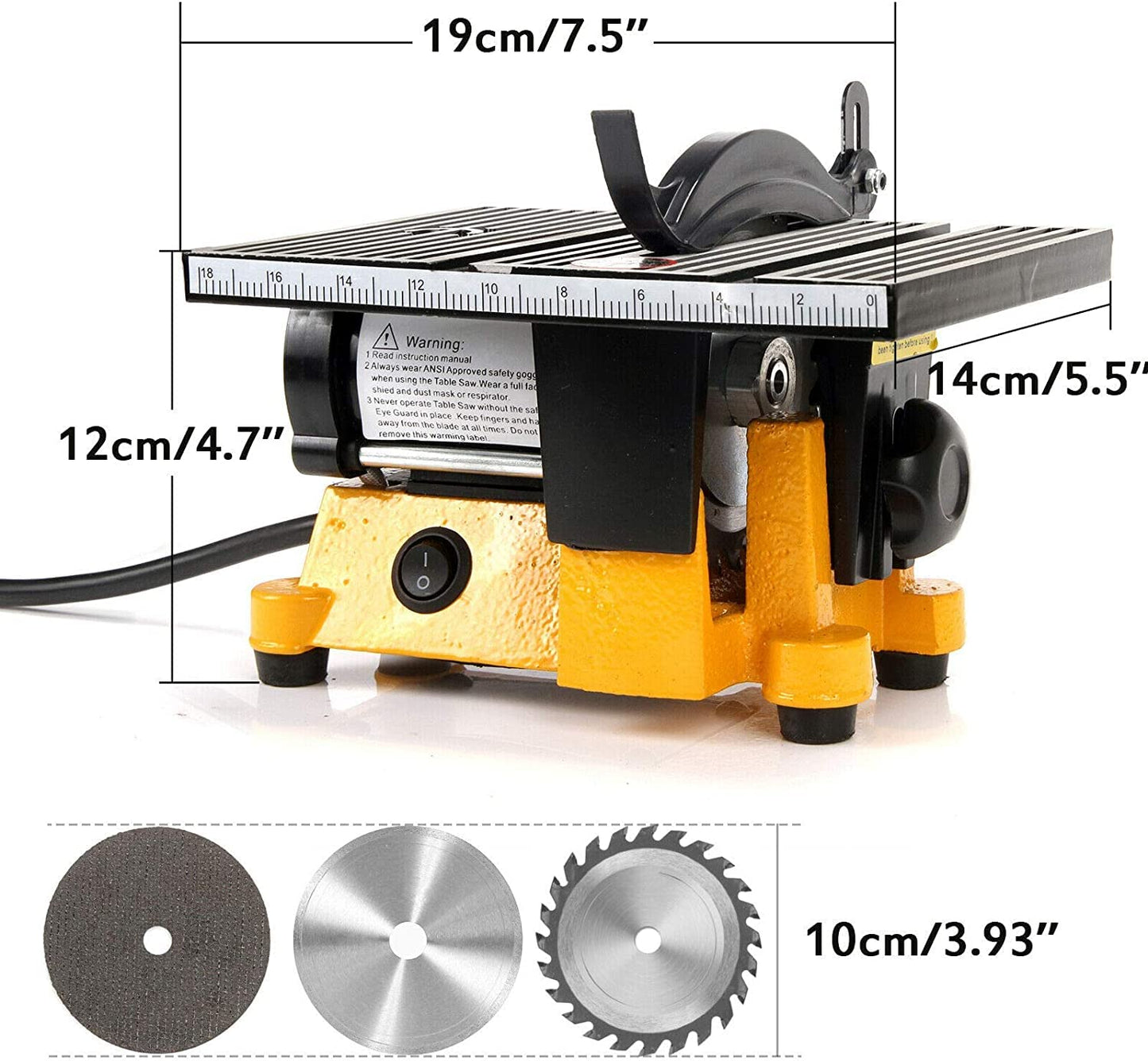 4" 60W MINI ELECTRIC TABLE SAW BENCH TOP GREAT ELECTRIC HOBBY CRAFT TABLE SAW DIY Power Tool Work Bench Stand Circular 2 PIECES Blades