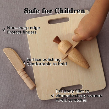 3 Pcs Wooden Kids Knife Safe Toddler Knife, Child Kitchen Tools for Cooking, Cutting Veggies, Fruits, Salad, Cake