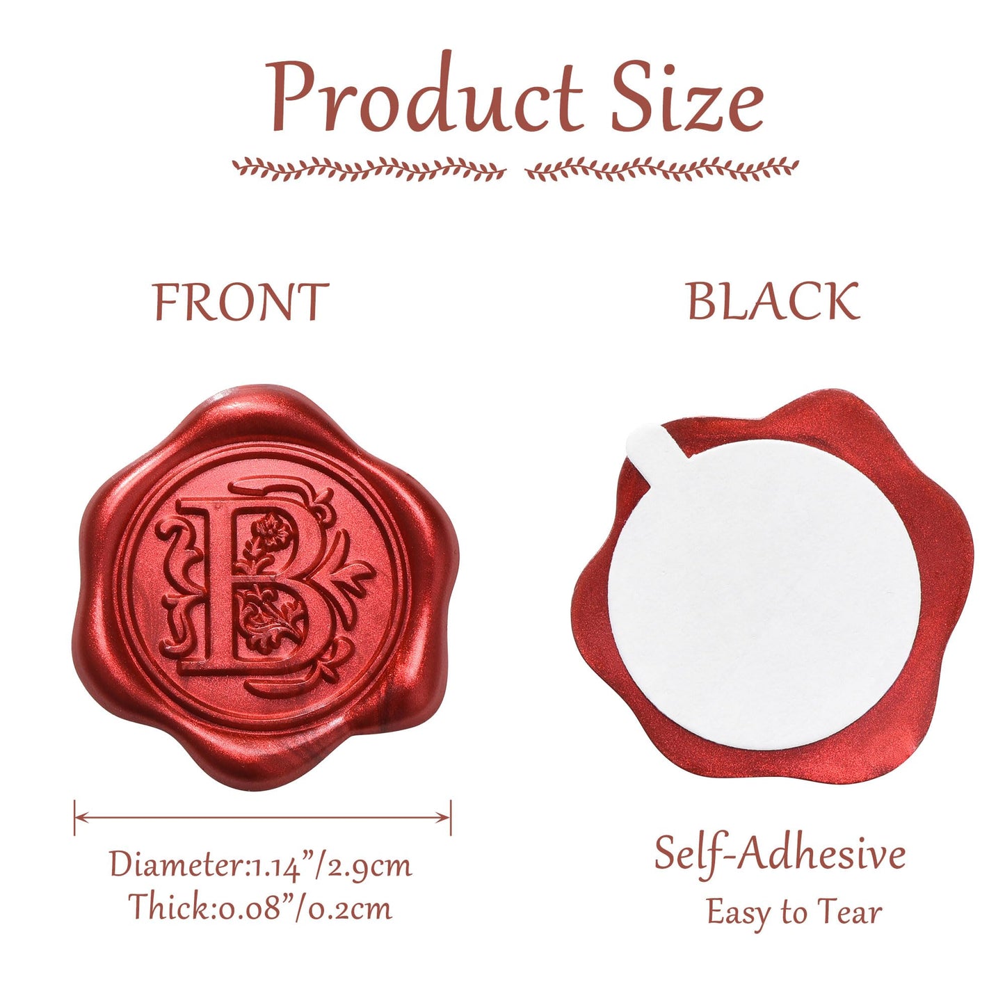 Yoption 50pcs Initial Alphabet S Wax Seal Stickers, Metallic Red