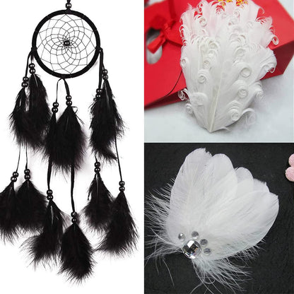 MWOOT 400Pcs Black White Feathers, 4 Assorted Crafts Feathers for Halloween Costume Wings Dream Catchers DIY Christmas Tree Wreath Wedding Decor Art Handmade