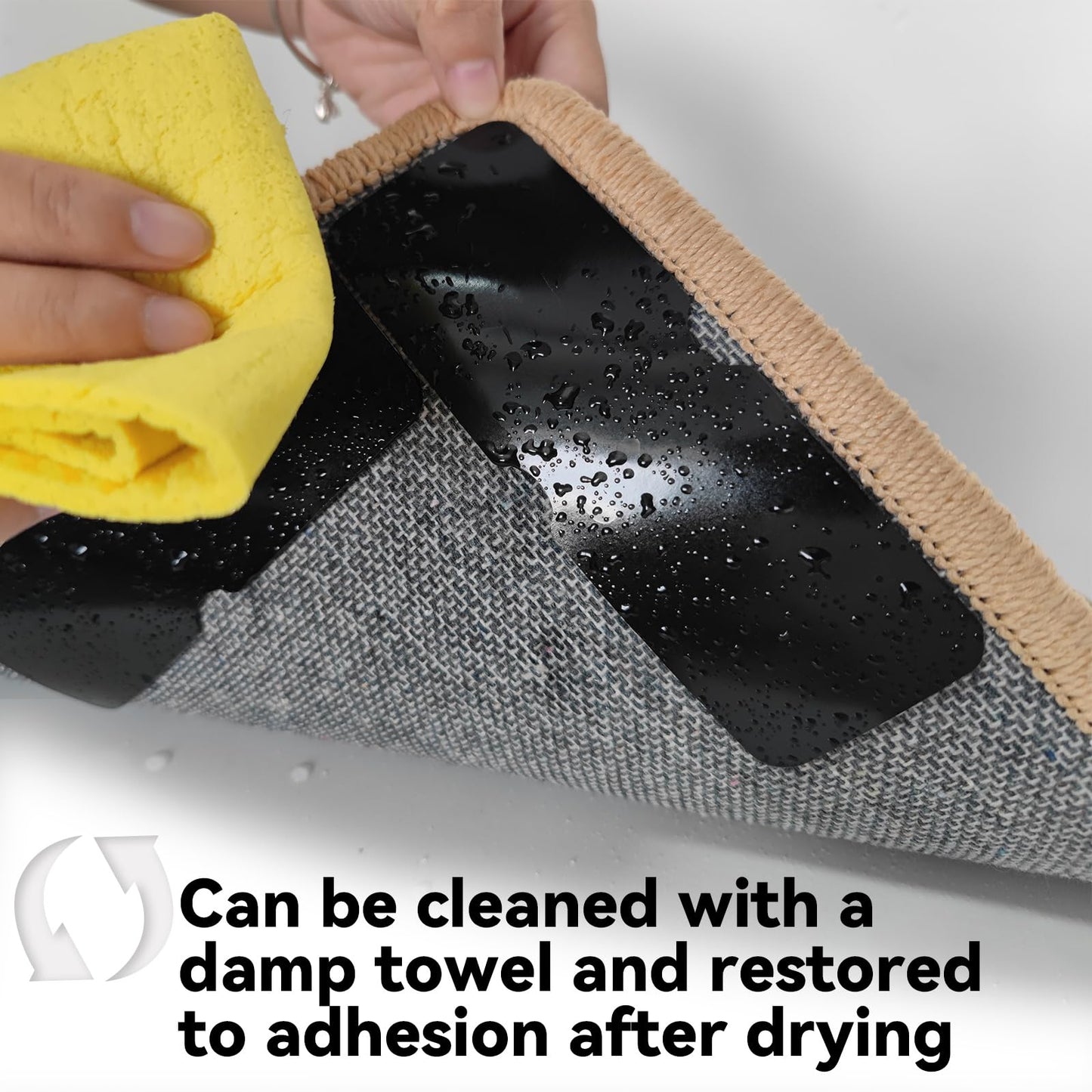 Rug Non Slip Grippers, Reusable Rug Tape, No Damaging for Hardwood Floors, Carpet Grippers Stickers Pads for Area Rugs Corners Flat, 12Pcs