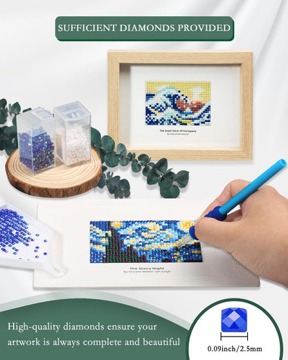 Minigem 12pcs Small Diamond Painting Kits Small Diamond Art Kits, Quick & Classic Mini Diamond Painting Kits for Beginners 1-Hour Painting, Postcard-Style Diamond Art Square Drill Pocket-Sized 5x7in