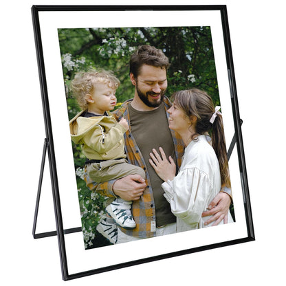 AhaGo Black Floating Frame, 10"x12", Portrait, For Picture 9x11, 8.5x11, 8x10, Tabletop Shelf Photo Frames, Classy For Father's Day, Wedding, or Birthday