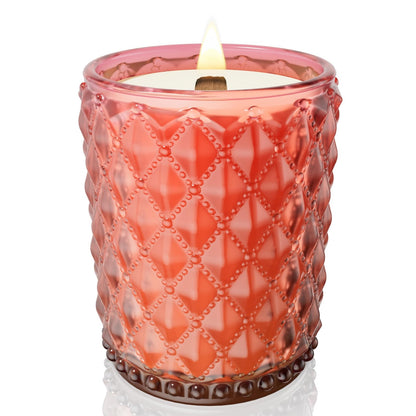 M&SENSE 16.6oz Wood Wick Scented Candle, Non Toxic Soy Wax with Crackling Wick, LemonGrapefruit Scent 100H Burn Long Lasting for Bedroom Kitchen Home Decor, Housewarming Gifts for Family Friends