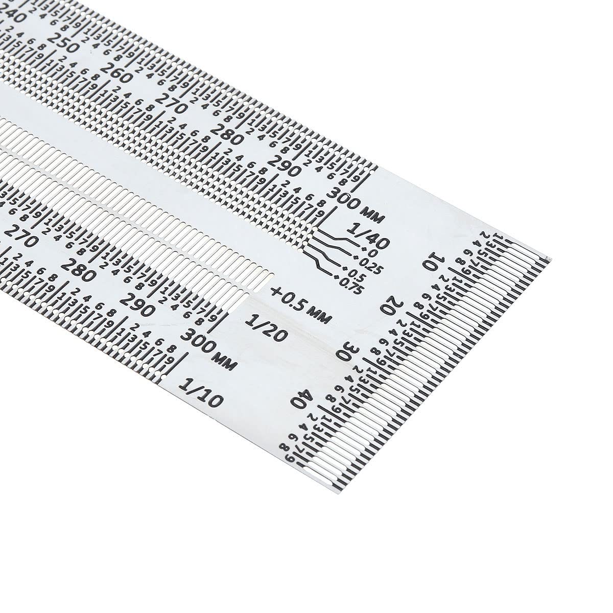 Smgda Precision Marking T-Rule Stainless Steel T Square with Mechanical Pencil & 0.5mm Refill Scribing Line Ruler for Marking or Measuring, for Carpenters, Designers, Architects, Engineers 300mm