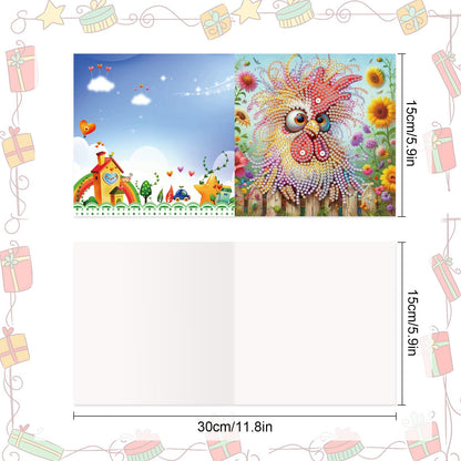 LazyFold 8Pcs DIY Diamond Art Painting Greeting Cards with Envelopes, Crazy Birds All Occasion Note Card Kit for Women, Handmade Thank You Birthday Friendship Cards Gift