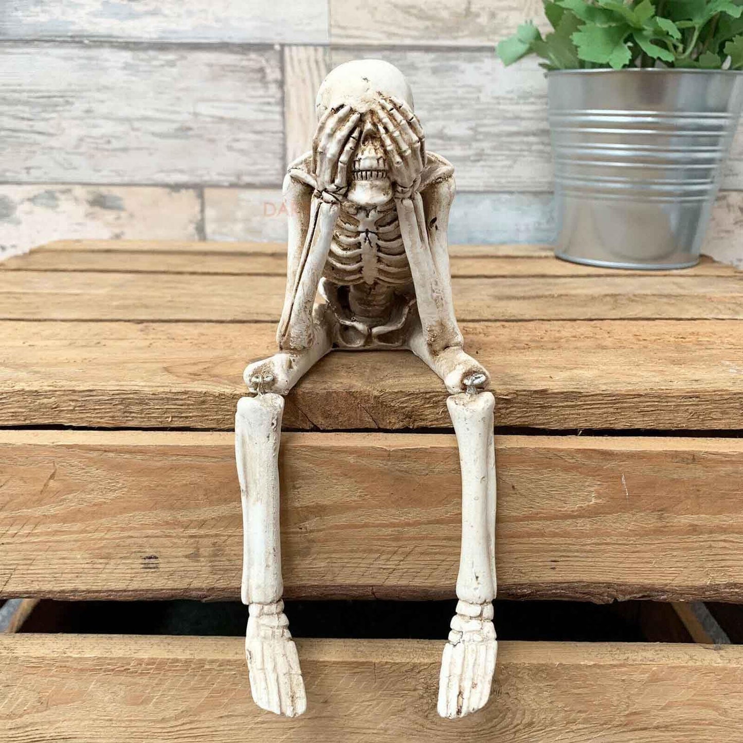 LFWATAXY Resin Sitting Skeleton Shelf, Sitters Sitting Figurines Crafts Ornaments Collectibles Statues for Home Bookshelf Table Ledge Edge Party Decorative (Not Look)