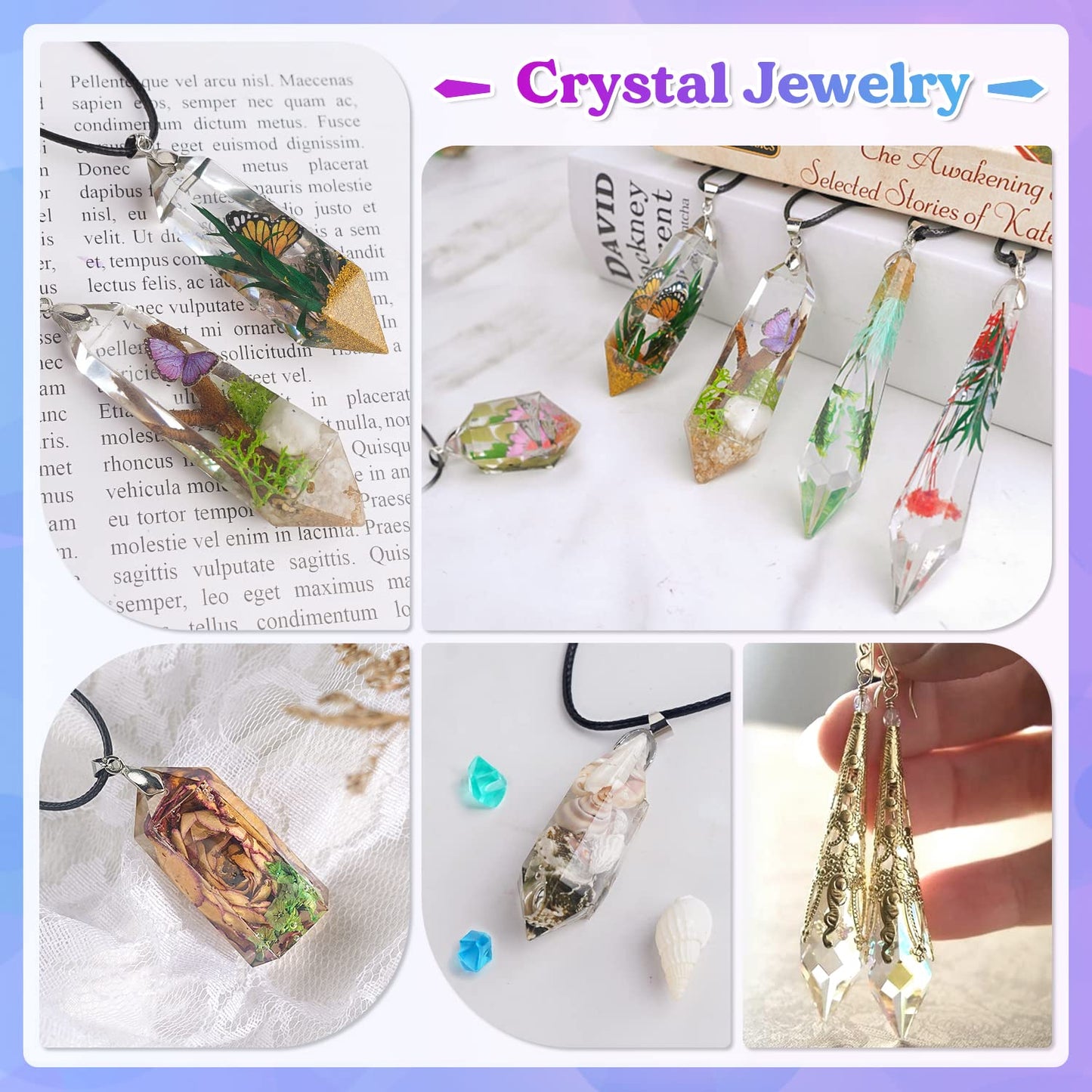 LET'S RESIN Resin Molds 18Pcs Pendulum Crystal Silicone Molds,Multi-Facet UV Resin Jewelry Molds for Quartz Crystals Pendants, Necklace