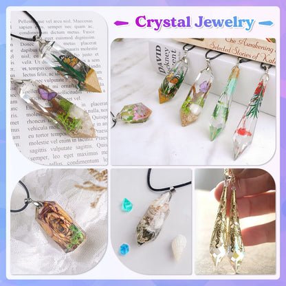 LET'S RESIN Resin Molds 18Pcs Pendulum Crystal Silicone Molds,Multi-Facet UV Resin Jewelry Molds for Quartz Crystals Pendants, Necklace