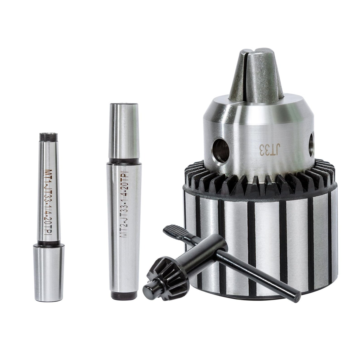 Ladulesby MT1&MT2 Lathe Drill Chuck Adapter Set - 1/2"(1-13mm）Drill Press Chuck with Morse Taper Arbor MT1 (JT33-MT1) and MT2 (JT33-MT2) with Chuck Key For Metalworking Lathes And Bench Drill Presses