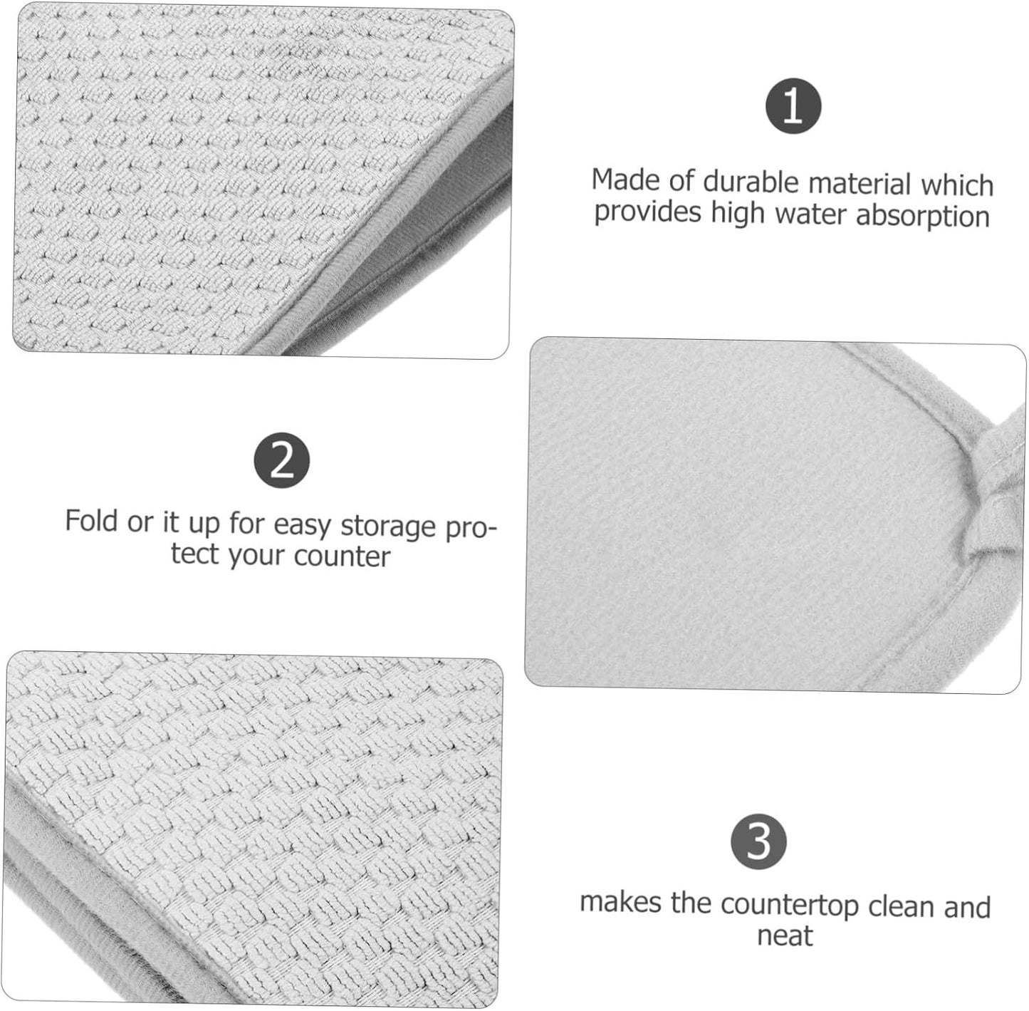 Ciieeo White Kitchen Drain Mat, Foldable Drying Pad for Tableware, Microfiber Dish Drying Mat for Countertop