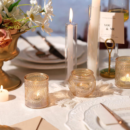 DARJEN Gold Votive Candle Holders Set of 36 - Glass Candle Holder Bulk for Table Centerpiece, Tea Lights Candle Holders for Home, Party & Wedding Shower Decorations