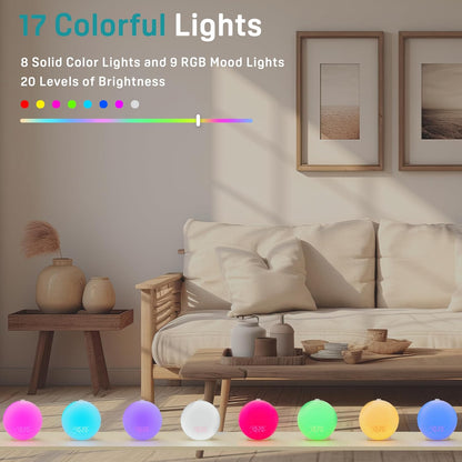 17 25 JALL Wake Up Light Sunrise Alarm Clock for Kids, Heavy Sleepers, Bedroom, White Noise Sound Machine with Nihgt