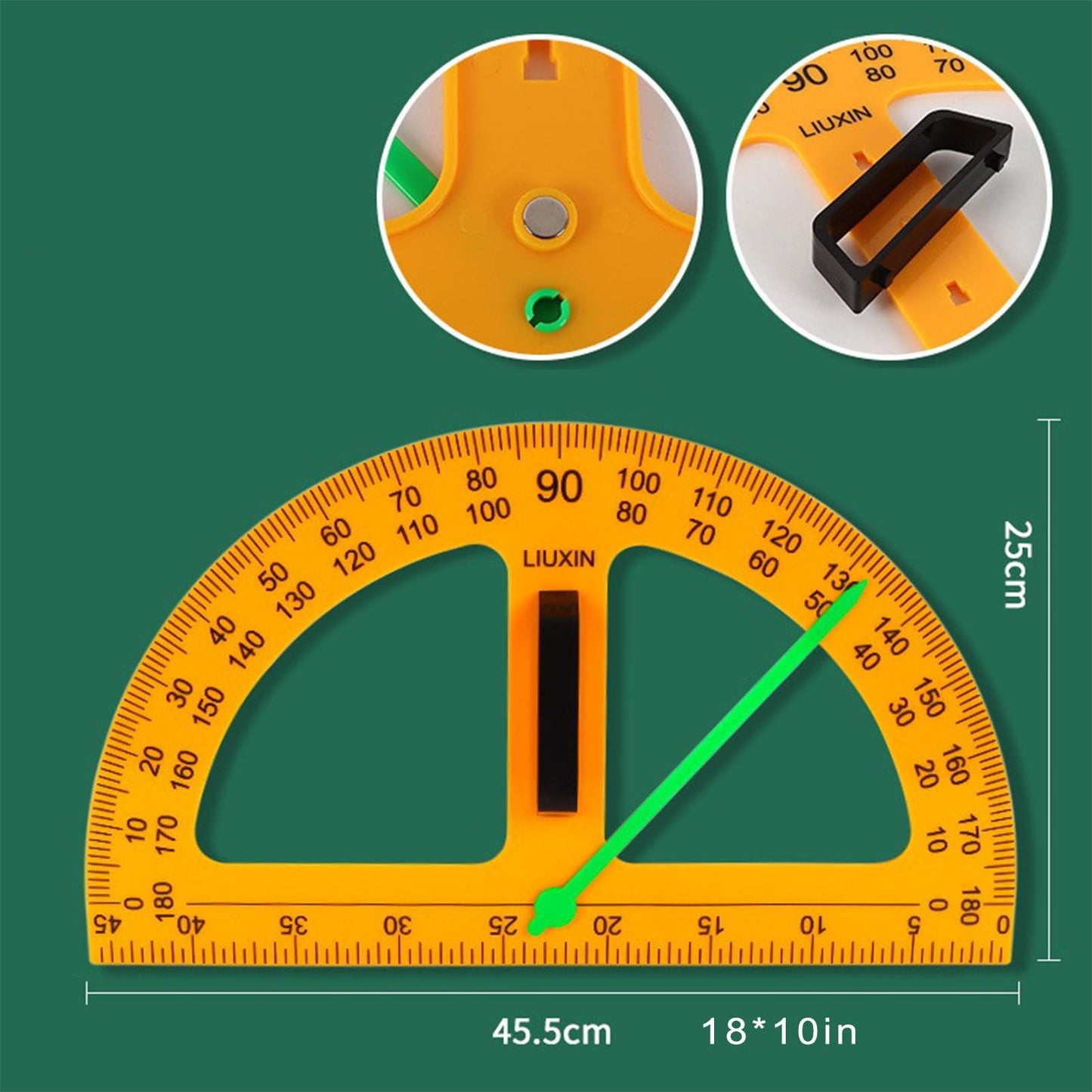 Magnetic Geometry Set on Whiteboard Math Classroom Large Protractor Triangle Ruler Plate Set Compass Drawing Tools for Teacher (5 Pieces)