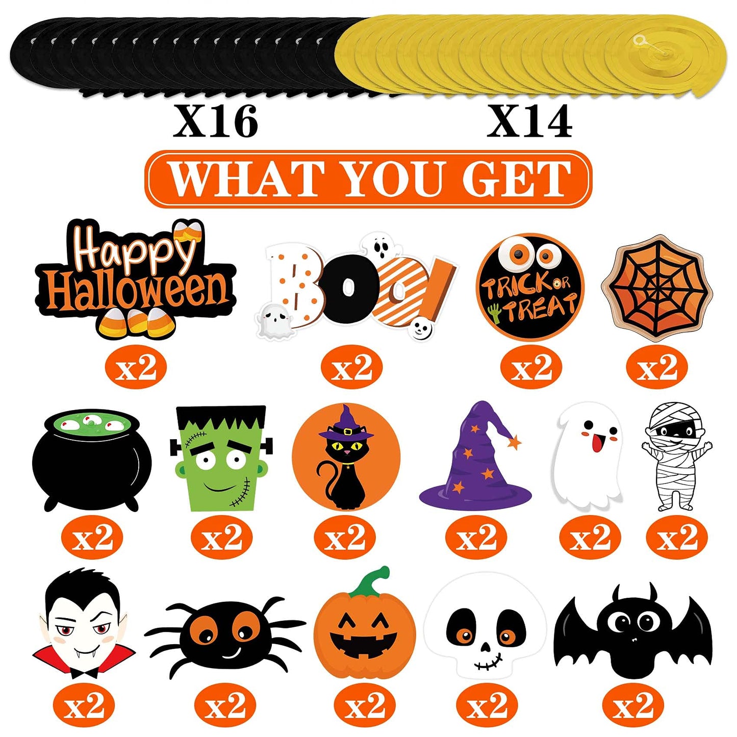 Joyful Start Halloween Hanging Decorations 68PCS Halloween Decorations for Classroom Hanging Ghost Pumpkin Ceiling Decor Indoor