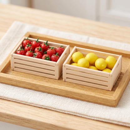 DOITOOL 10pcs Mini Wooden Crates Mini Rustic Wood Crates - Miniature Food and Drinks Storage Baskets Boxes - Micro Farmhouse Scene Decor for Dollhouse, Kitchen, Office (1.49x1.02x0. 59in)