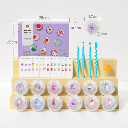 Air Dry Clay Kit - Modeling Clay for Kids mit Sculpting Tools und Tutorial, Ultra Light & Soft, Safe & Non-Toxic, DIY Model Magic Clay 12 Cans 48 Colors, Creative Art Crafts Toys Gifts for Girls Boys