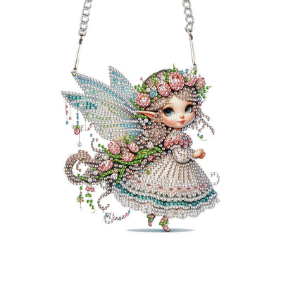 JZHYOAN Butterfly Fairy Diamond Painting Pendant Window Hanging Ornament Kit Diamond Art Tool Kit Crystal Art Elf Mosaic Making Kits Home Decor Pendant Cross Stitch Ornament Gem Arts Wind Chimes