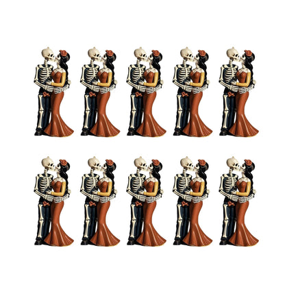 Foumiyfa 10Pcs Halloween Couple's Skull Hanging Ornaments,Car Rearview Mirror Decoration,Halloween Tree Decorations Acrylic Hanging Cutouts with Ropes for Trick or Treat Party Supplies