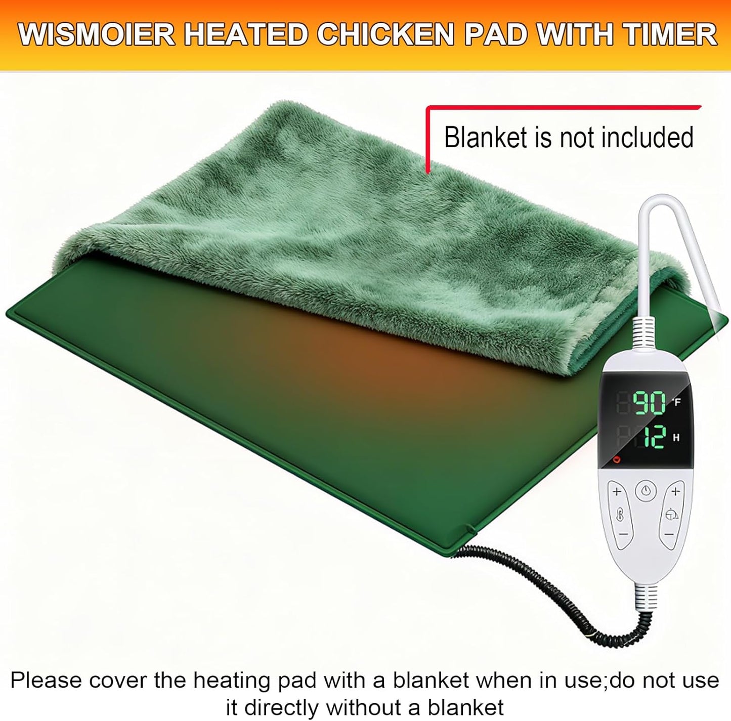 15.7 23.6 Chicken Heating Pad Chick Brooder Pad Poultry Heated Mat Adjustable Digital Thermostat Brood Heater Blanket