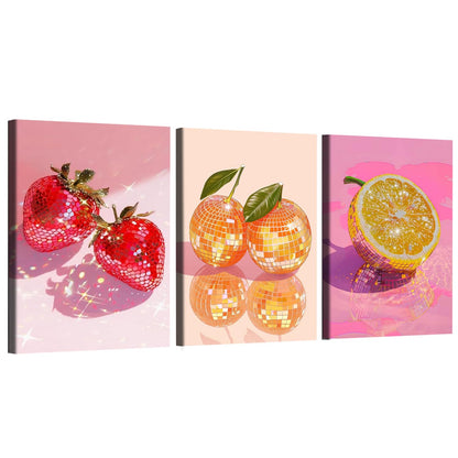 RYMILIE 3 Packs Fruit Diamond Art Kits for Adults, Cute Diamond Art Kits for Beginners-DIY 5D Gem Painting Kit for Home Wall Decor Gifts 【11.8x15.7inch】