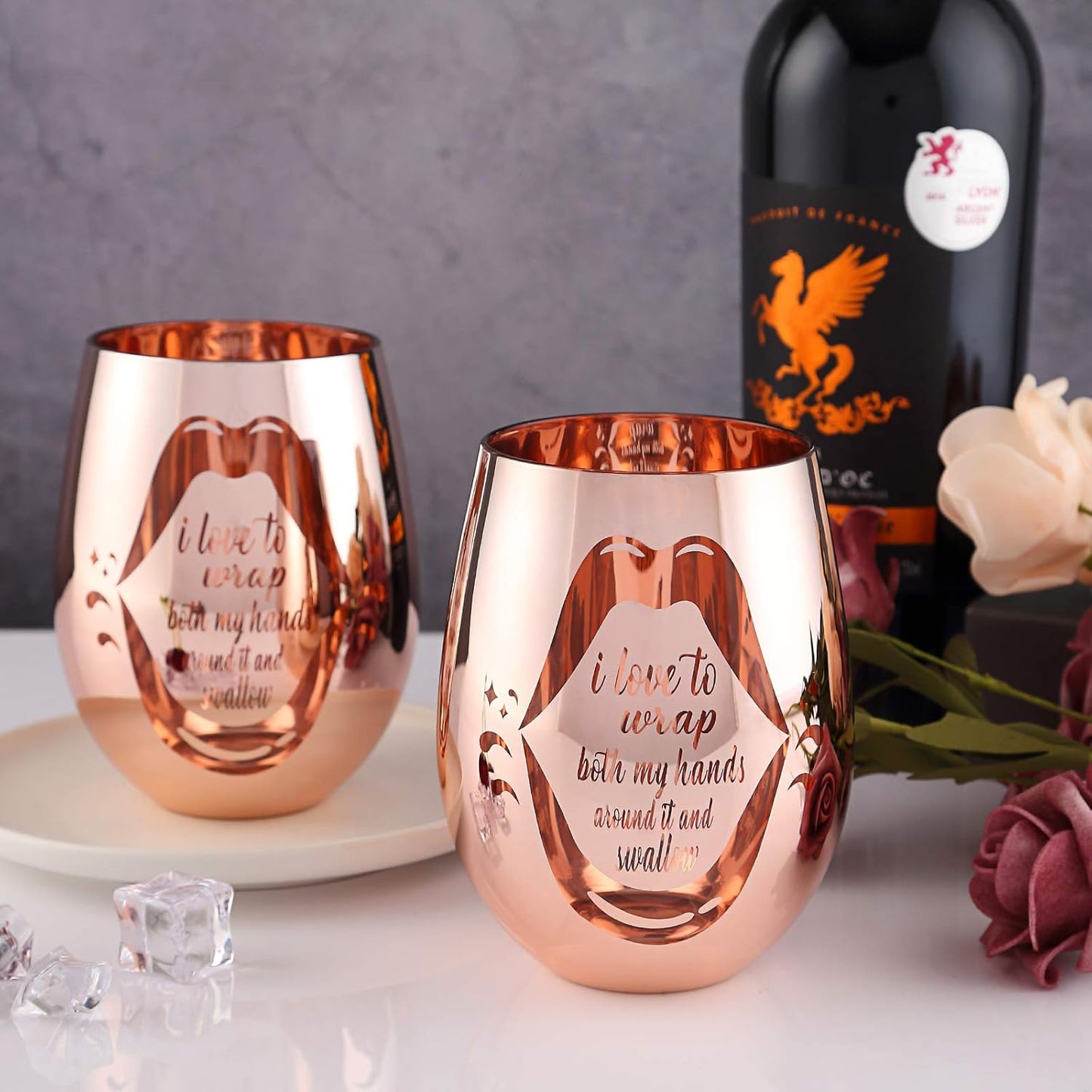 Naughty Bachelorette Gifts, Funny Gag Gifts for Women, I Love To Wrap Both My Hands Around It Wine Glass