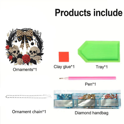 STGLCR Diamond Art Kit for Adults, Special Shaped Crystal Skull Pendant, Halloween Diamond Painting Suncatcher,DIY Rose Ornament Hanging Art Acrylic Board Wreath, DIY Home Decor, 7.7 Inch