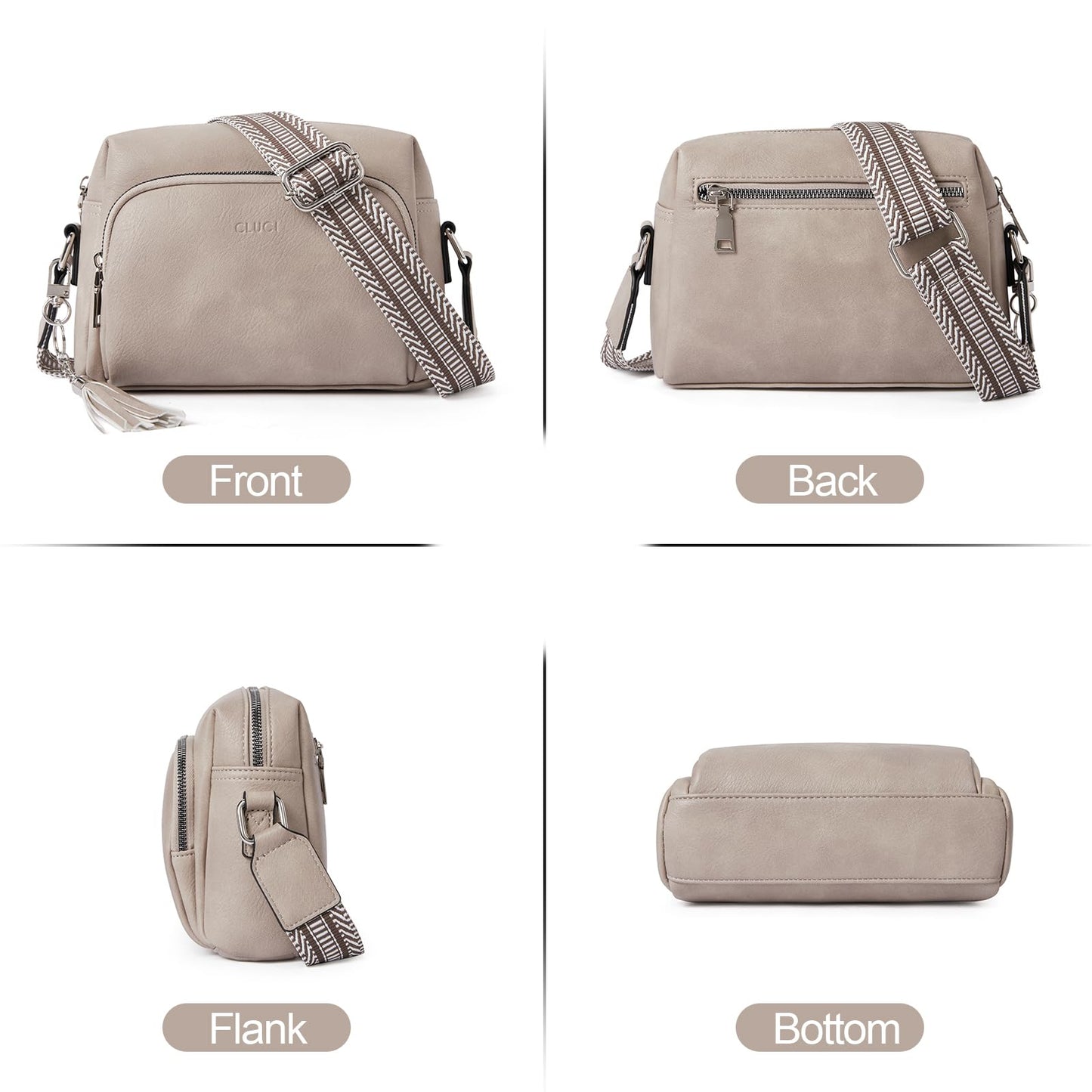 CLUCI Crossbody Bags for Women Trendy, Vegan Leather Shoulder Handbags，Purses for Women with Adjustable Wide Strap