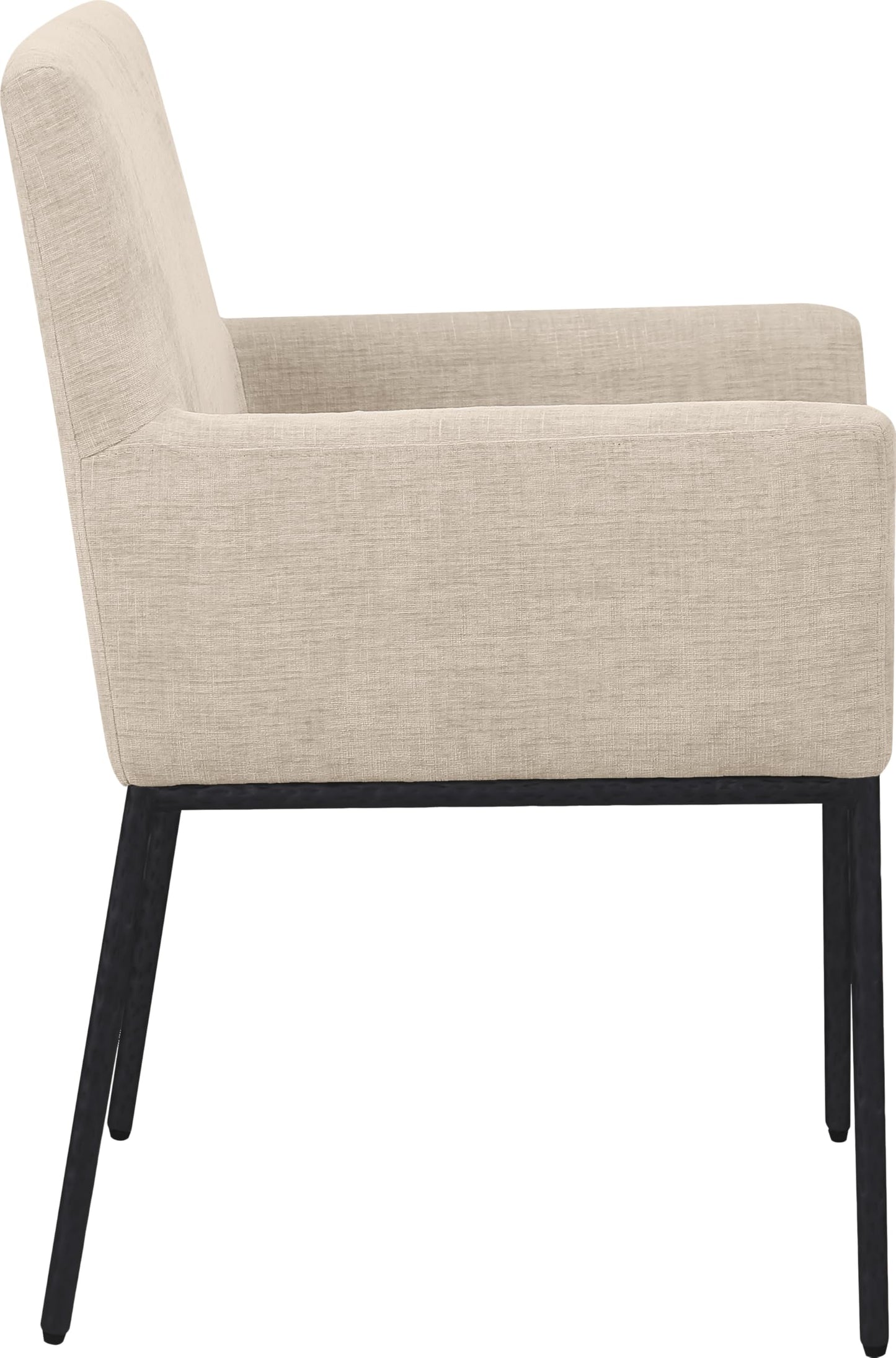 Meridian Furniture 11001Beige-C Reeves Collection Modern | Contemporary Dining Chair with Soft Beige Chenille Fabric, Matte Black Forged Iron Legs & Frame, 24" W x 24.5" D x 34" H, Beige, Set of 2