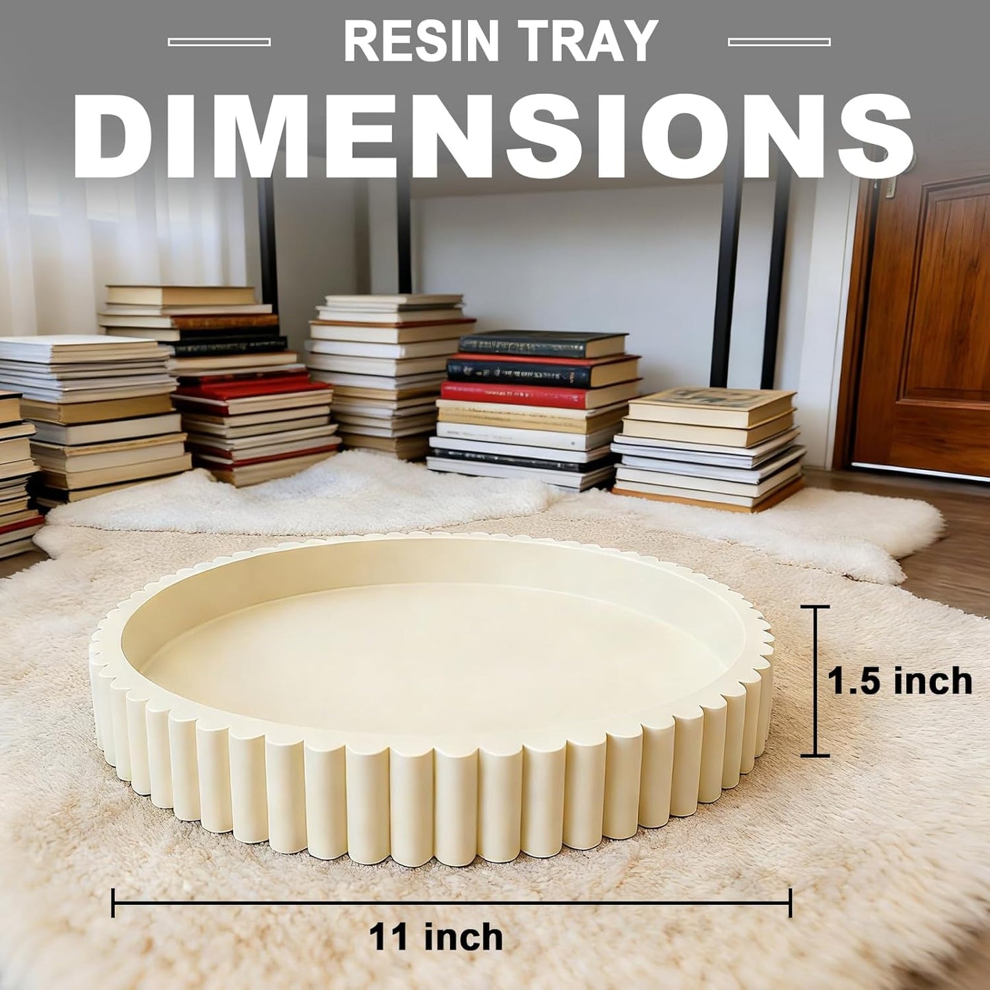 HUGZNLFEI Round Decorative Tray for Coffee Table Decor - Resin Modern Table Centerpieces Decorative Trays for Kitchen