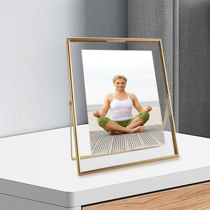 AhaGo Gold Floating Frame, 8"×10", Set of 2, Portrait, For Picture 7x9, 6x8, 5x7, Tabletop Shelf Photo Frames, Classy for Father Day, Wedding or Birthday