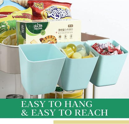 FMOACEN 6 Pack Hanging Cup Holder Rolling Cart Organizer Accessories Trolley Basket Storage Hanging Bucket Hanging