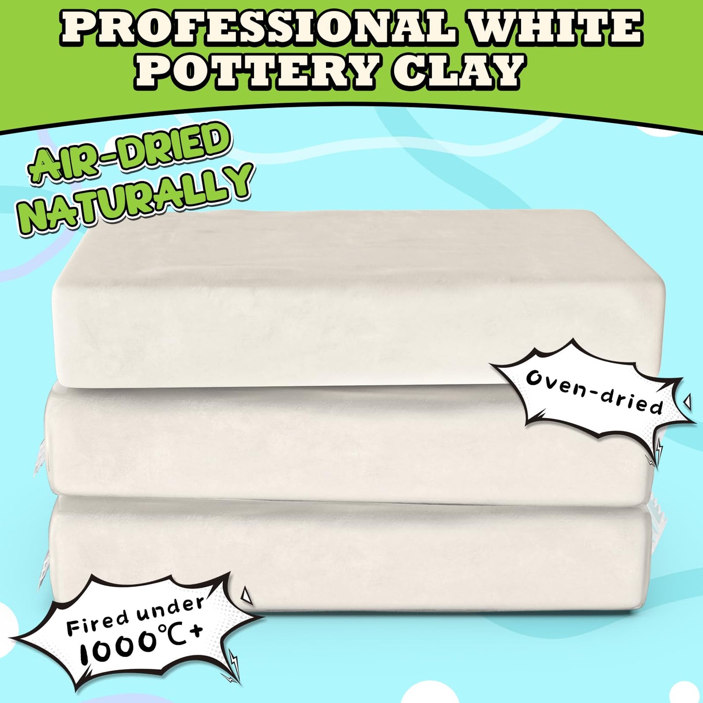 Aujazyble Premium Air Dry Clay for Kids - 3.3lbs Natural White Modeling Pottery Clay for Wheel, Arts & Crafts Supplies for School Classrooms, Craft Gifts for Kids Beginners and Advanced Sculptors