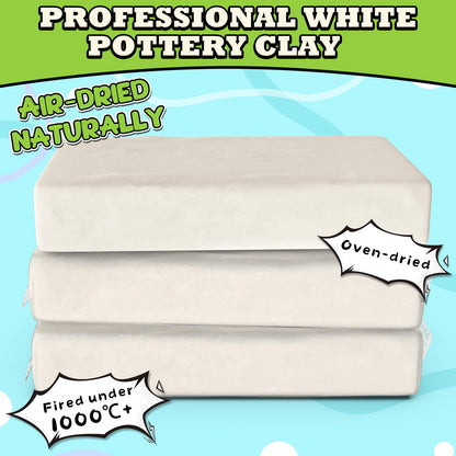 Aujazyble Premium Air Dry Clay for Kids - 3.3lbs Natural White Modeling Pottery Clay for Wheel, Arts & Crafts Supplies for School Classrooms, Craft Gifts for Kids Beginners and Advanced Sculptors