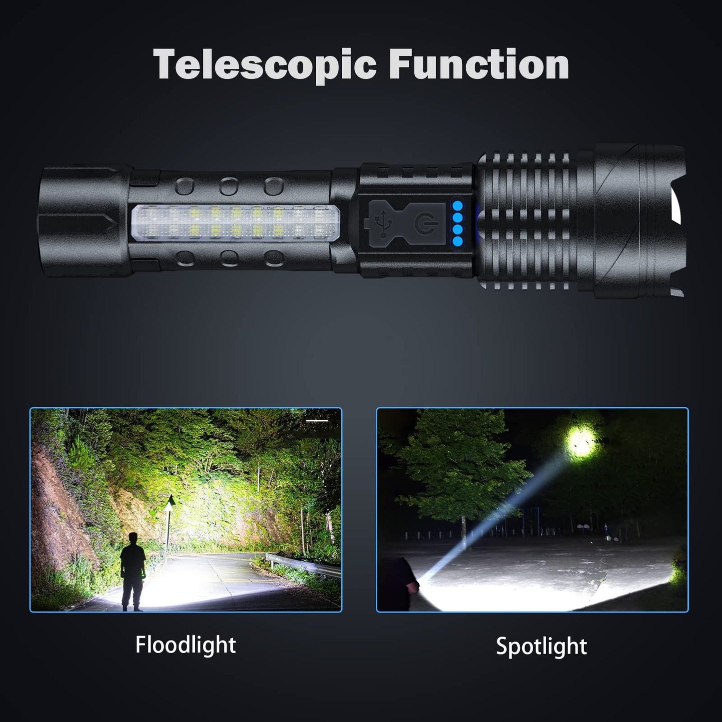 Cinlinso Flashlight High Lumens Rechargeable 2 Pack, 990000 Lumen Super Bright Led Flashlights with 7 Light Modes, IPX6 Waterproof, Powerful Handheld Flash Light for Camping Home Emergencies
