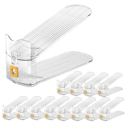 Vzpinko Clear Shoe Slot Organizers 12PACK Shoe Stacker Rack Organizer for Closet Adjustable Shoes Holders Space Saver Zapateras Organizers