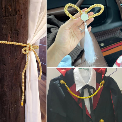 5mm 40 Yards Gold Rope Cord, 3Ply Twisted Decorative String for Sewing, Crafting, Home Decor, Curtain Trim, Graduation Honor Twine, Christmas, New Year Decorate