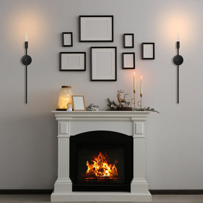 23-inch Large Wall Candle Sconces, Set of 2, Wall Mounted Candle Holder, Modern Chic Home Decor for Bedroom, Dining Room, Living Room (Black)