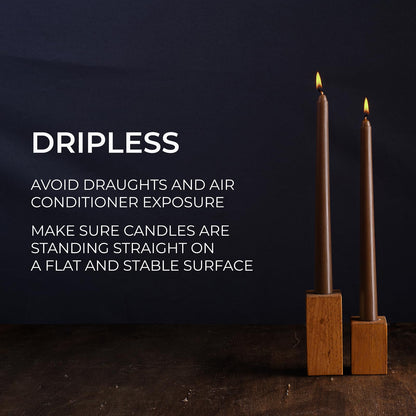 CANDWAX 10 inch Taper Candles - Set of 4 Dripless Tapered Candlesticks - Unscented, Perfect for Dinner and Household Use - Brown Candles for Home Decor
