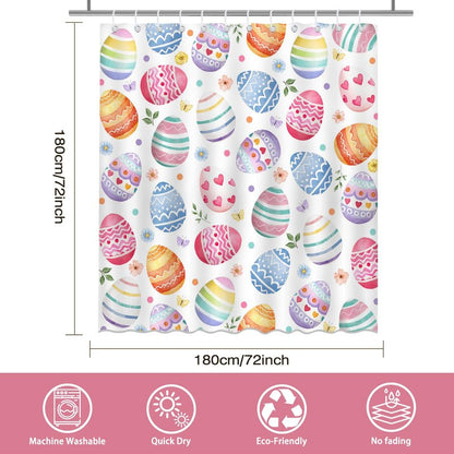 Mocsicka Easter Eggs Shower Curtain Happy Easter Bathroom Shower Curtain Spring Holiday Waterproof Fabric Shower Curtains Bathtub Decor with 12 Hooks 72 X 72 Inches