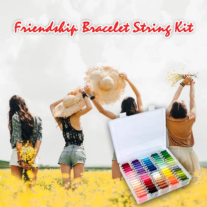 Friendship Bracelet String Kit String Bracelet Making Kit with 80 Skeins Embroidery Floss Cross Stitch Thread with Storage Box
