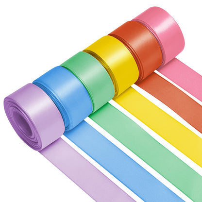 Jacriah 1 Inch Rainbow Satin Ribbons for Crafts, 6 Rolls Single-Faced Rainbow Assorted Ribbons for Gift Wrapping Flower Bouquet Wedding Invitations Bridal Shower Hair Bows Garland Party Decor