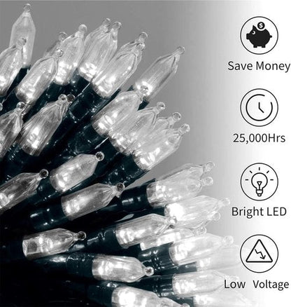 Brightown Christmas Lights - 50 LED Mini String Lights | 18 Feet, Waterproof, 8 Modes, Pure White